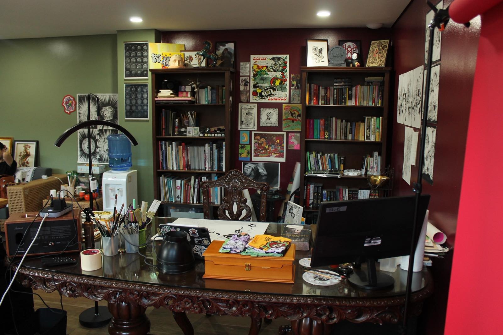 Studio detail — curated decor and comfortable environment