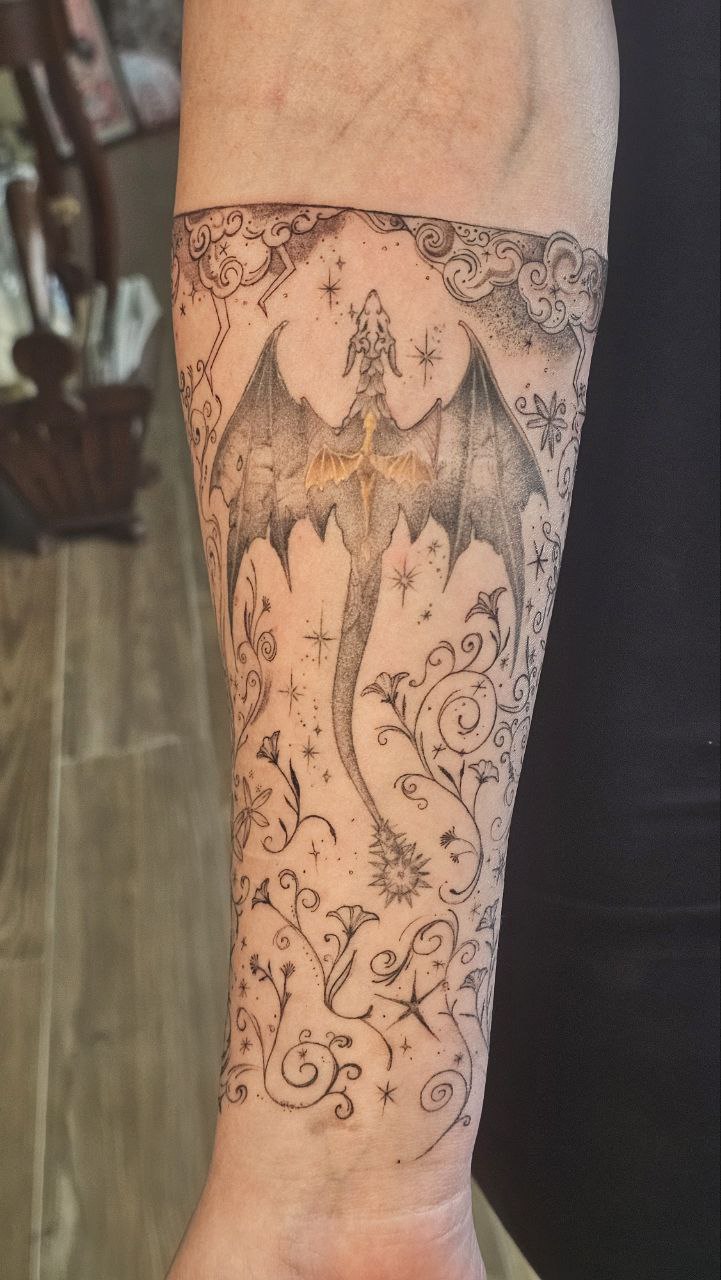 Iron Flame tattoo — Fine Line · Fantasy by Jing, Cebu