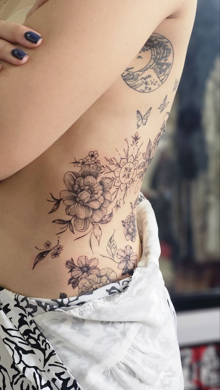 Floral tattoo — Floral · Fine Line by Jing, Cebu
